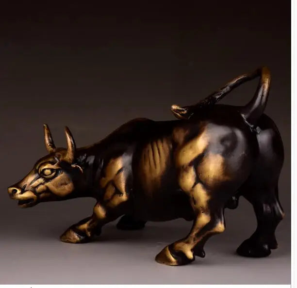 HOME SHOP STORE Stock equity market Money drawing wealth Good luck Efficacious Mascot Talisman bull bullish stock brass statue