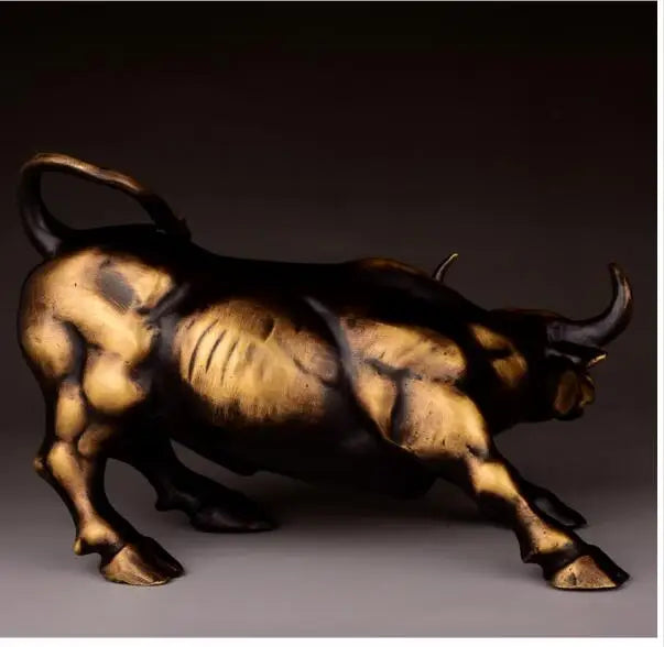 HOME SHOP STORE Stock equity market Money drawing wealth Good luck Efficacious Mascot Talisman bull bullish stock brass statue