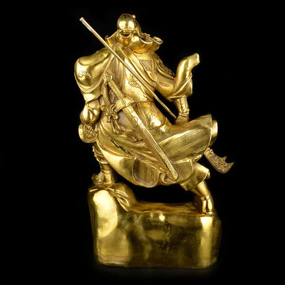 HOME SHOP hall lobby Shop  Talisman Money Drawing god of wealth GOLD Guan gong Guandi brass art sculpture  45CM large