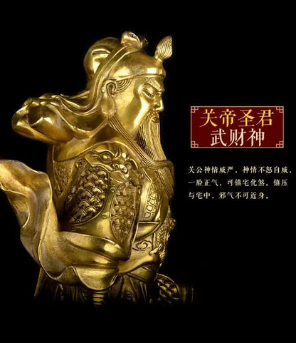 HOME SHOP hall lobby Shop  Talisman Money Drawing god of wealth GOLD Guan gong Guandi brass art sculpture  45CM large