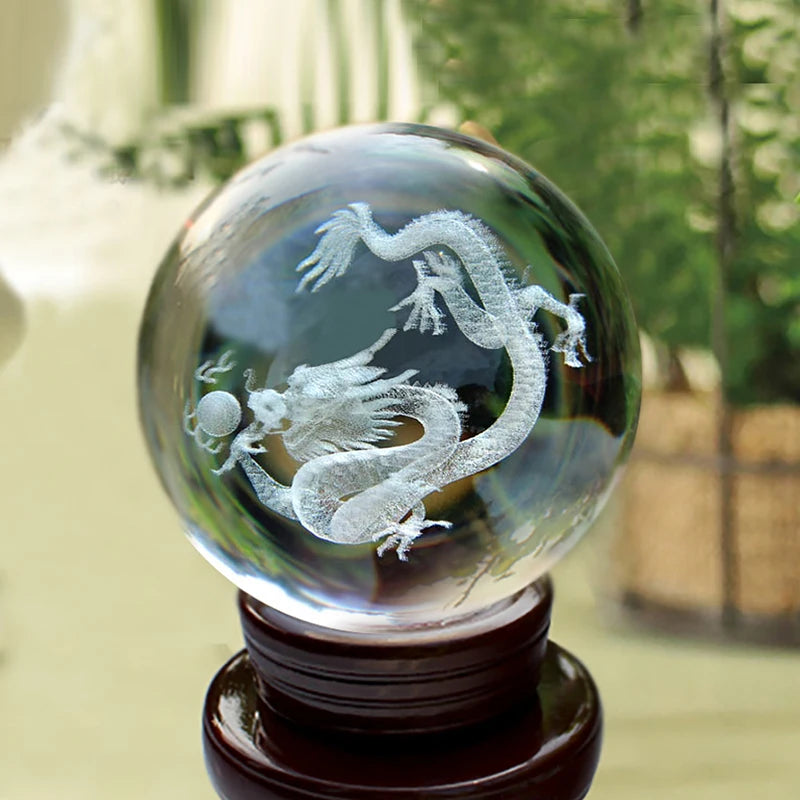 HOME Store Exorcise evil spirits Good luck Recruit money Auspicious 3D Royal Dragon FENG SHUI Crystal ball protective talisman