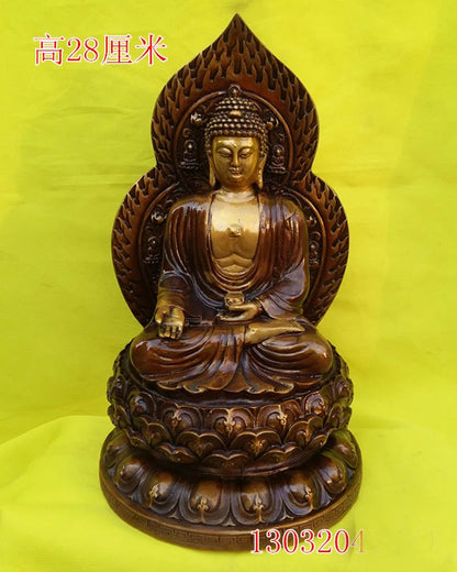 HOME Temple Greco-Buddhist efficacious Protection # India Tibetan Buddhism Lotus RULAI Sakyamuni Buddha brass statue