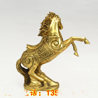 HOME office Company FENG SHUI business GIFT Money Drawing GOOD LUCK battle steed horse Mascot Brass Sculpture 27CM