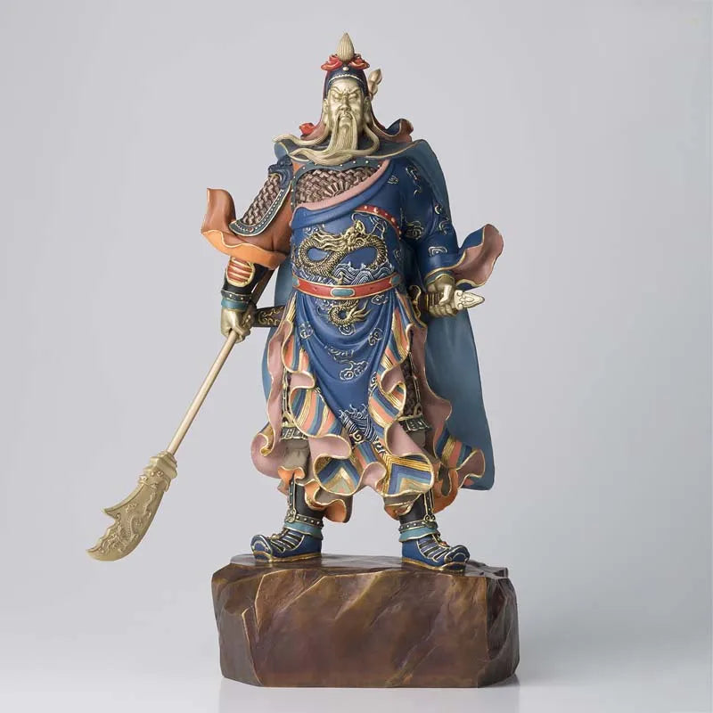 HOME shop Entrance hall Geomantic omen statue  God of wealth LUCK patron saint GUAN GONG FENG SHUI color copper ART statue