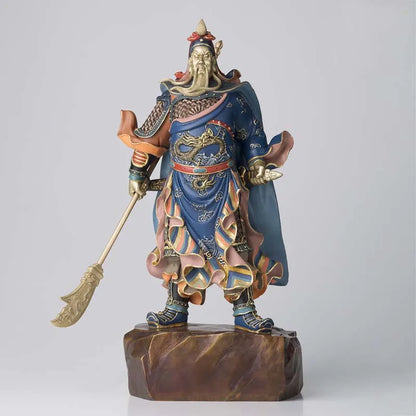 HOME shop Entrance hall Geomantic omen statue  God of wealth LUCK patron saint GUAN GONG FENG SHUI color copper ART statue