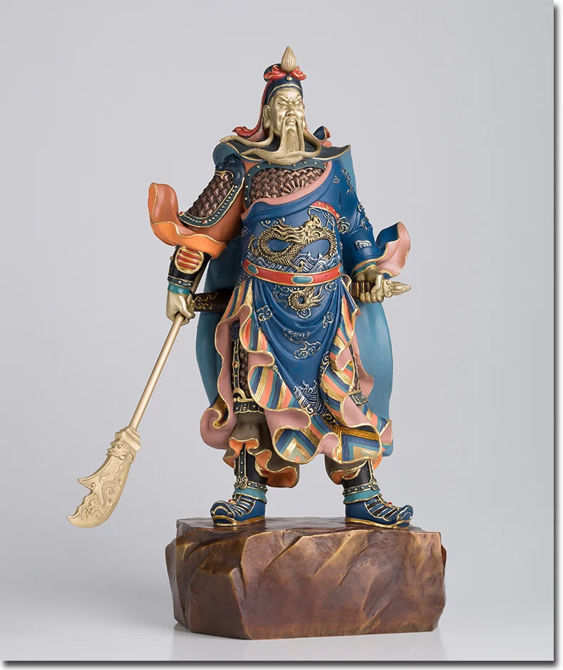 HOME shop Entrance hall Geomantic omen statue  God of wealth LUCK patron saint GUAN GONG FENG SHUI color copper ART statue