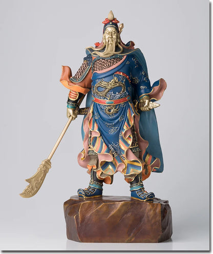 HOME shop Entrance hall Geomantic omen statue  God of wealth LUCK patron saint GUAN GONG FENG SHUI color copper ART statue