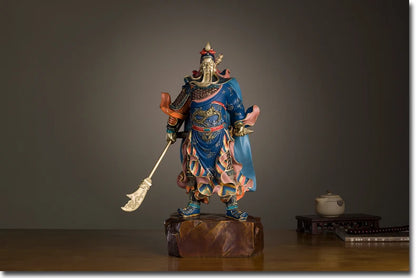 HOME shop Entrance hall Geomantic omen statue  God of wealth LUCK patron saint GUAN GONG FENG SHUI color copper ART statue