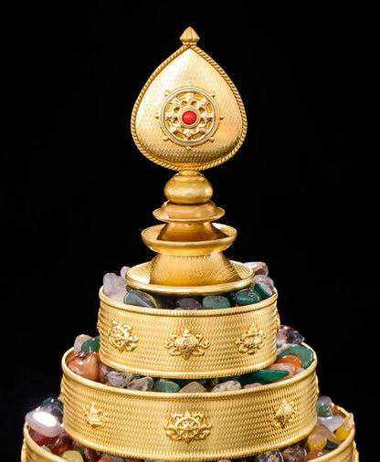 HOME shrine altar worship Buddhism safe protection GOOD LUCK Eight Auspicious Symbols of Buddhism COPPER Gemstone Manza plate L