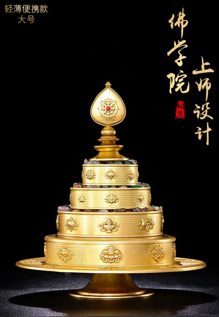 HOME shrine altar worship Buddhism safe protection GOOD LUCK Eight Auspicious Symbols of Buddhism COPPER Gemstone Manza plate L