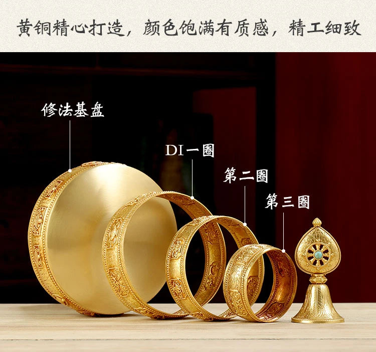 HOME shrine altar worship Buddhism safe protection GOOD LUCK Eight Auspicious Symbols of Buddhism COPPER Gemstone Manza plate