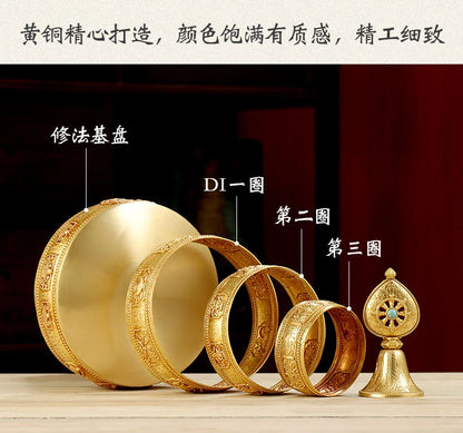 HOME shrine altar worship Buddhism safe protection GOOD LUCK Eight Auspicious Symbols of Buddhism COPPER Gemstone Manza plate