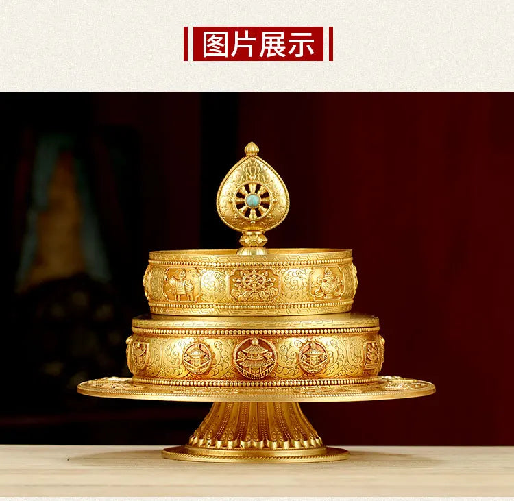 HOME shrine altar worship Buddhism safe protection GOOD LUCK Eight Auspicious Symbols of Buddhism COPPER Gemstone Manza plate