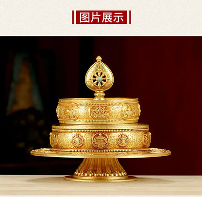 HOME shrine altar worship Buddhism safe protection GOOD LUCK Eight Auspicious Symbols of Buddhism COPPER Gemstone Manza plate