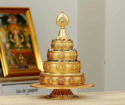 HOME shrine altar worship Buddhism safe protection GOOD LUCK Eight Auspicious Symbols of Buddhism COPPER Gemstone Manza plate