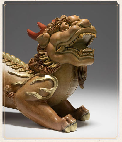 HONG YUN DANG TOU  Asia TOP high grade GOOD LUCK dragon PI XIU mascot brass statue HOME company business God of wealth Mammon