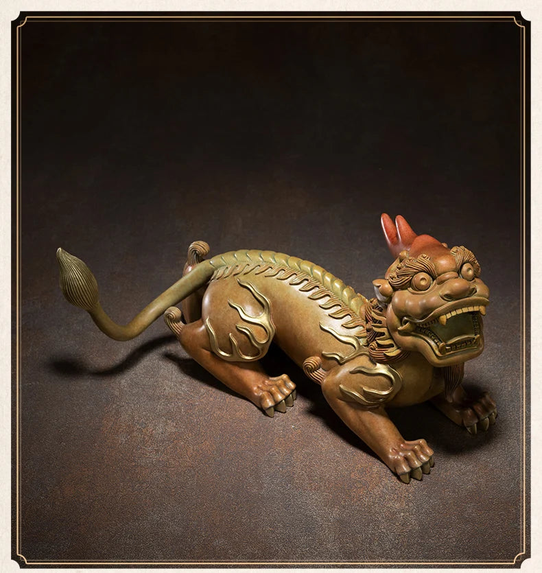 HONG YUN DANG TOU  Asia TOP high grade GOOD LUCK dragon PI XIU mascot brass statue HOME company business God of wealth Mammon