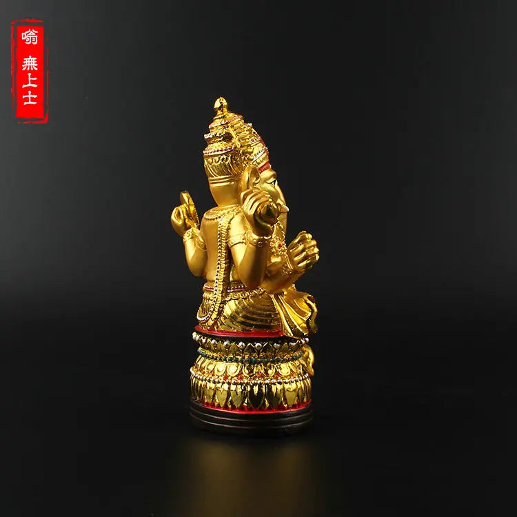 HOT SALE 13CM   Buddha supplies  HOME Family efficacious protective- Indian Buddhism Elephant god gilding statue Decoration