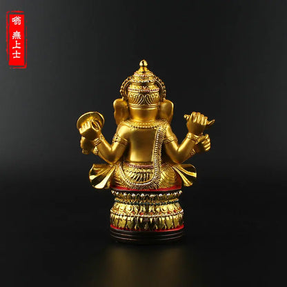 HOT SALE 13CM   Buddha supplies  HOME Family efficacious protective- Indian Buddhism Elephant god gilding statue Decoration