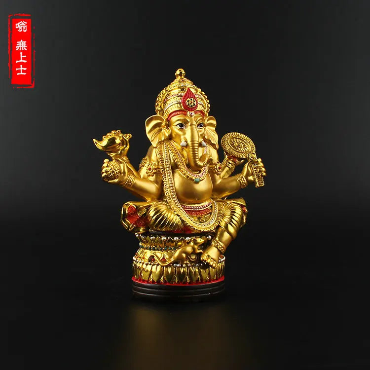 HOT SALE 13CM   Buddha supplies  HOME Family efficacious protective- Indian Buddhism Elephant god gilding statue Decoration