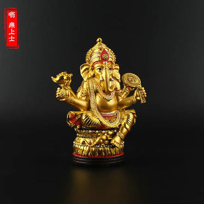 HOT SALE 13CM   Buddha supplies  HOME Family efficacious protective- Indian Buddhism Elephant god gilding statue Decoration