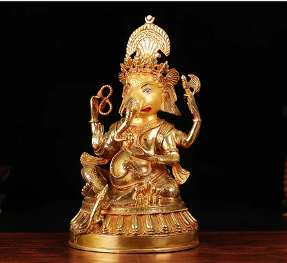 HOT SALE  28 CM Buddhism gilding Ganesha mammon God of wealth Buddha brass statue GOOD MASCOT