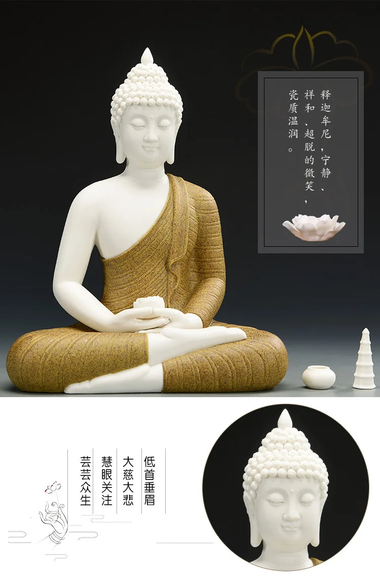 HOT SALE - 30CM Large High-grade porcelain Southeast Asia HOME decoration Sitting Buddha Amitabha FENG SHUI Sculpture art Statue
