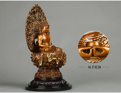 HOT SALE 34 cm LARGE # High grade Buddha figure HOME hall TOP Protection Buddhism gold-plated bronze buddha figure statue