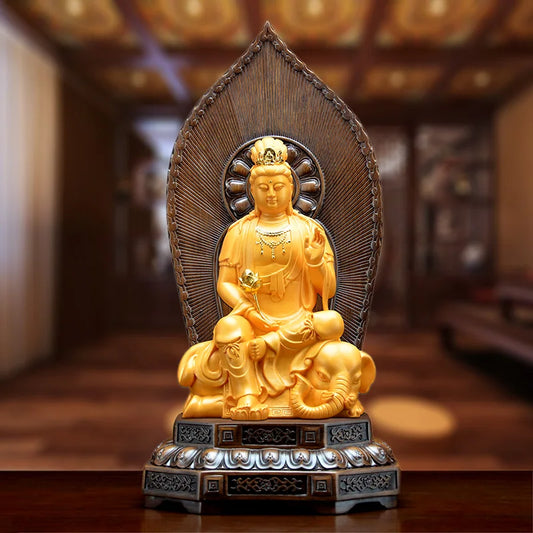 HOT SALE 34CM large # Greco-Buddhist HOME OFFICE Protection # Southeast Asia Thailand GOLDEN elephant GUAN YIN Buddha statue