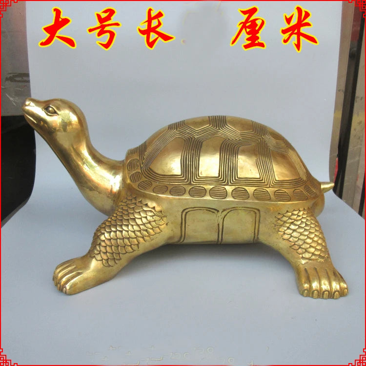 HOT SALE 38CM large  HOME Shop company efficacious  thriving business wealth jin gui GOLD Turtle brass FENG SHUI statue