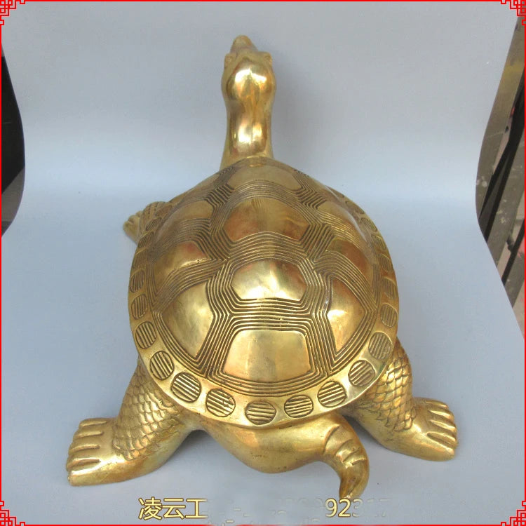 HOT SALE 38CM large  HOME Shop company efficacious  thriving business wealth jin gui GOLD Turtle brass FENG SHUI statue