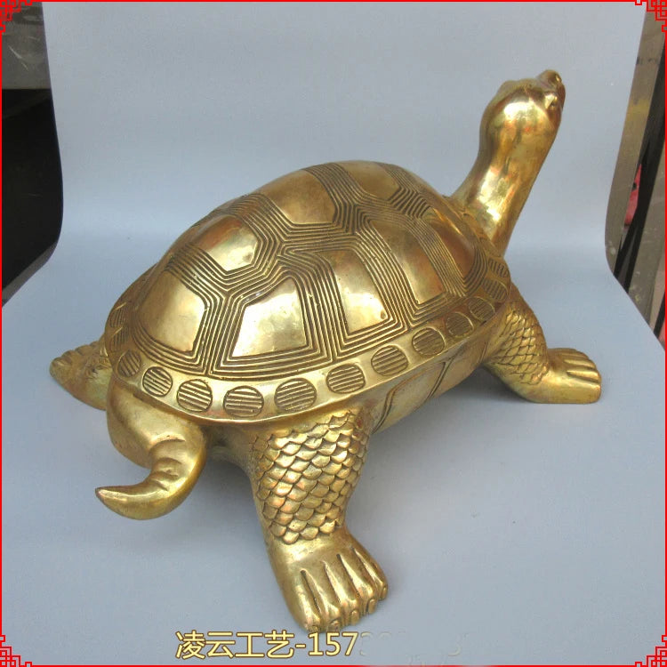 HOT SALE 38CM large  HOME Shop company efficacious  thriving business wealth jin gui GOLD Turtle brass FENG SHUI statue