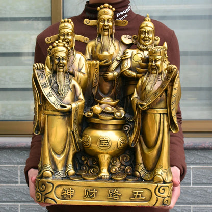 HOT SALE # 47CM huge HOME Company business efficacious  thriving business 5 God of wealth brass mammon FENG SHUI statue