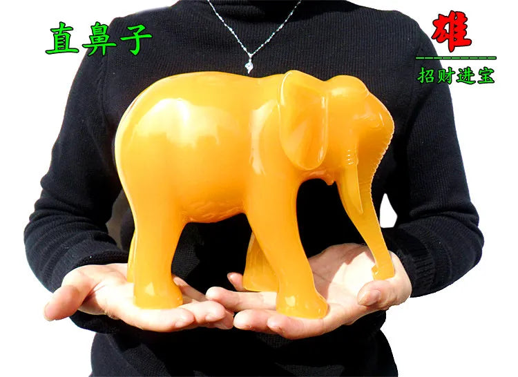 HOT SALE A pair-21CM Large # office Company home   FENG SHUI Talisman Inviting Money Auspicious jade Elephant Sculpture statue