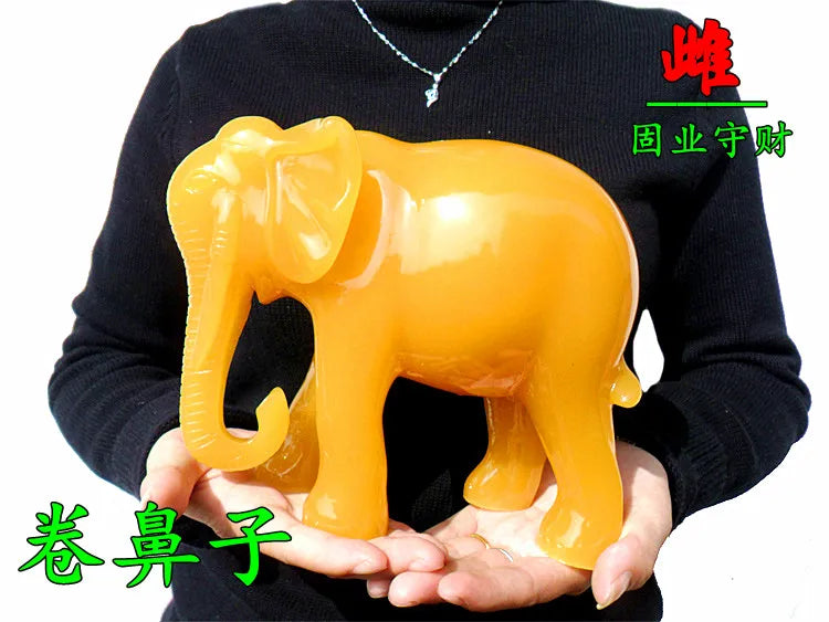 HOT SALE A pair-21CM Large # office Company home   FENG SHUI Talisman Inviting Money Auspicious jade Elephant Sculpture statue