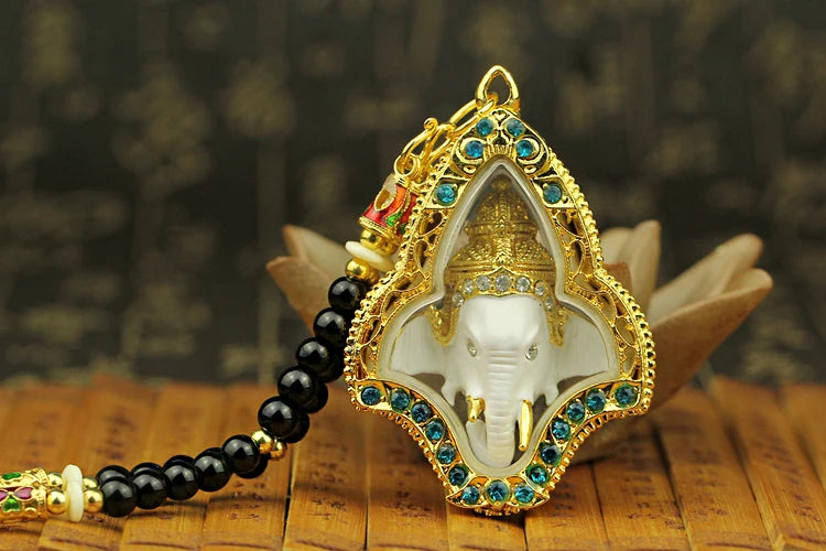 HOT SALE Asia Thailand Temple Bring wealth money GOOD LUCK Elephant God GANESH Buddha card Pendant Amulet Efficacious talisman