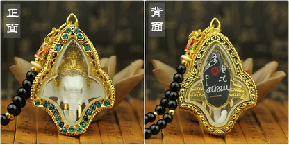 HOT SALE Asia Thailand Temple Bring wealth money GOOD LUCK Elephant God GANESH Buddha card Pendant Amulet Efficacious talisman