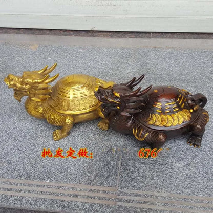 HOT SALE -Company SHOP HOME Money Drawing exorcise evil spirits Mascot talisman Golden Dragon turtle FENG SHUI Brass statue