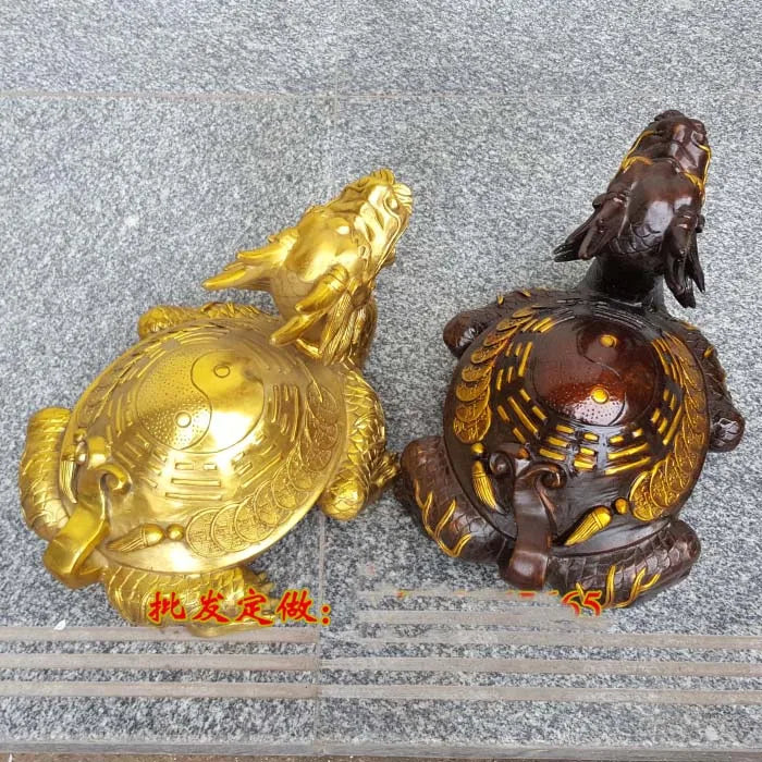 HOT SALE -Company SHOP HOME Money Drawing exorcise evil spirits Mascot talisman Golden Dragon turtle FENG SHUI Brass statue