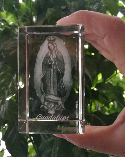 HOT SALE GIFT # HOME ART The Virgin Mary Catholic Our Lady of Guadalupe the Virgin of Guadalupe Figurine 3D Crystal statue