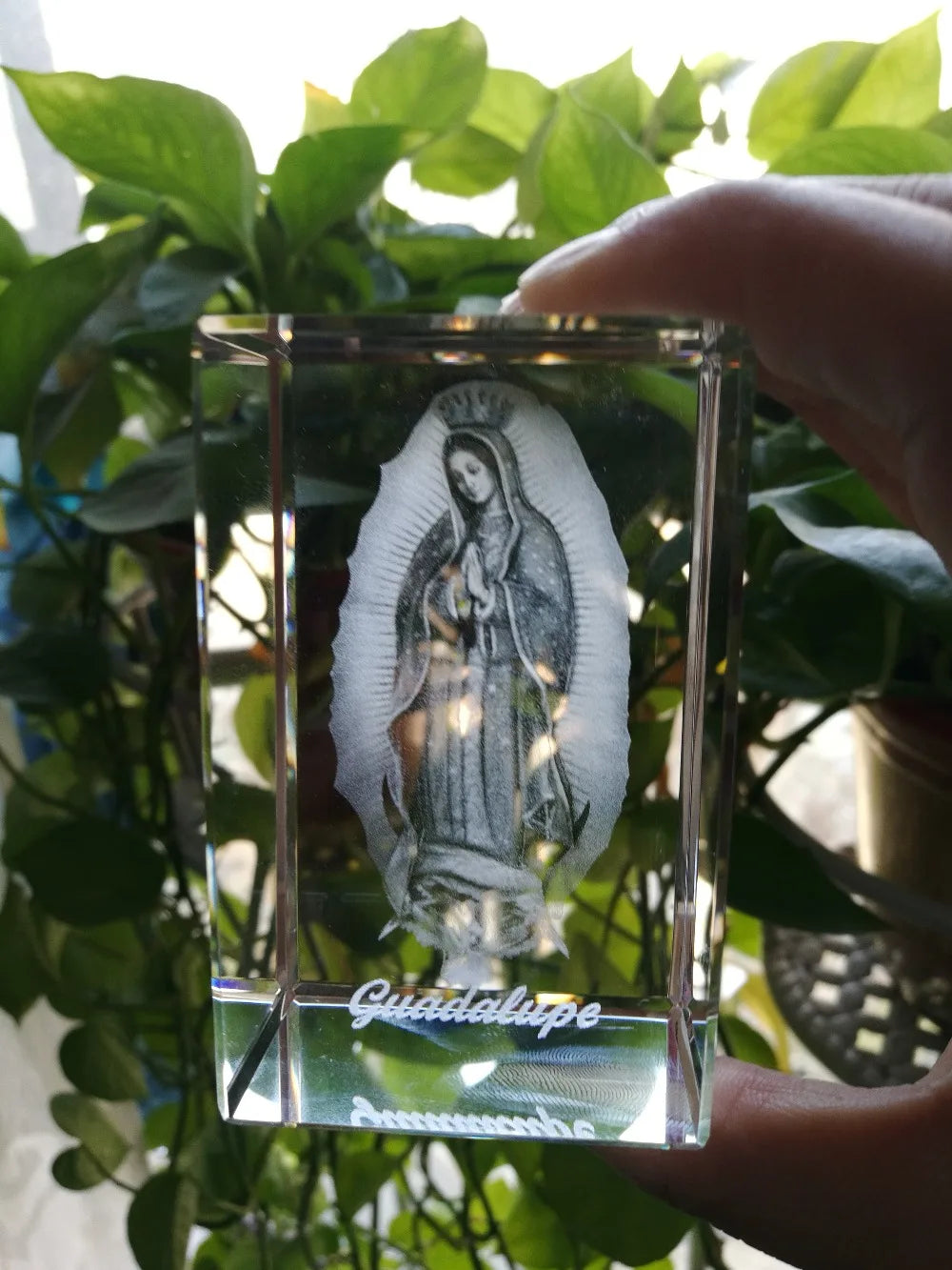 HOT SALE GIFT # HOME ART The Virgin Mary Catholic Our Lady of Guadalupe the Virgin of Guadalupe Figurine 3D Crystal statue
