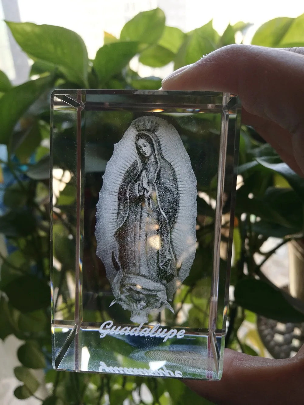 HOT SALE GIFT # HOME ART The Virgin Mary Catholic Our Lady of Guadalupe the Virgin of Guadalupe Figurine 3D Crystal statue
