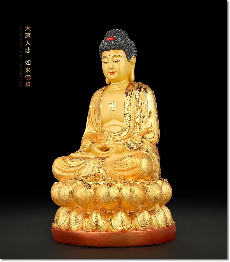 HOT SALE # GOOD figure of Buddha # Home family Bless Safe good luck Buddha -GOLD RULAI the Medicine Buddha Lotus statue