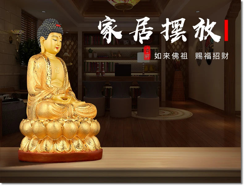 HOT SALE # GOOD figure of Buddha # Home family Bless Safe good luck Buddha -GOLD RULAI the Medicine Buddha Lotus statue