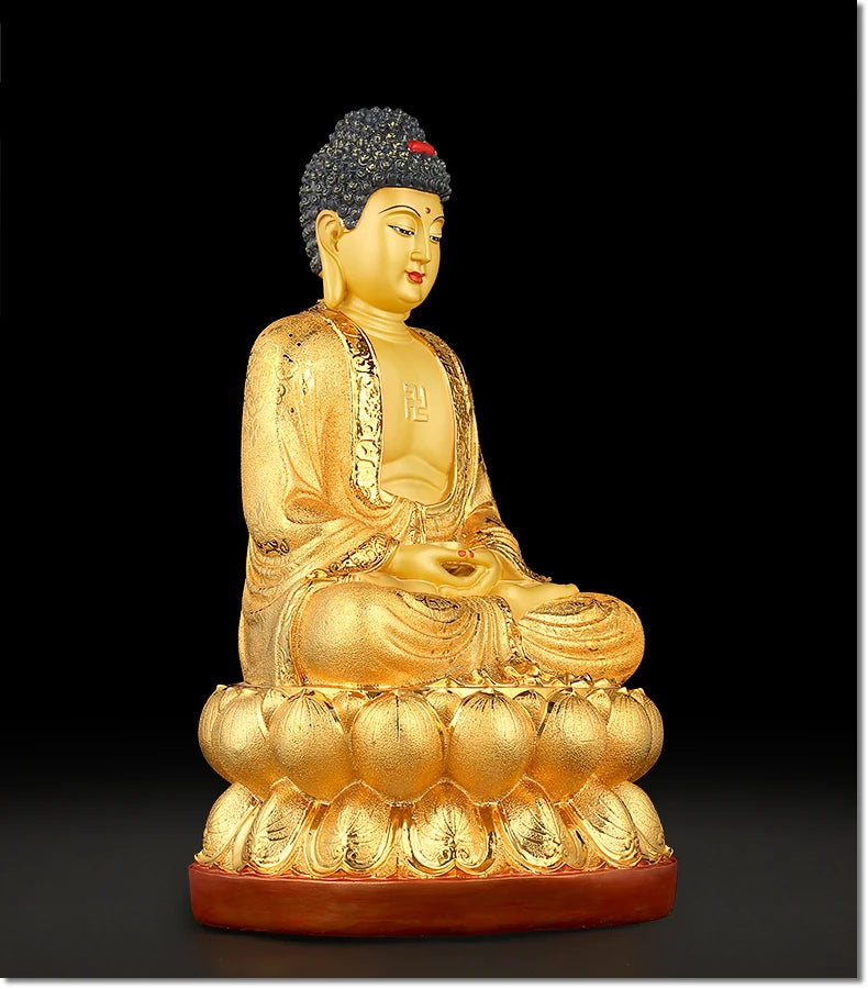 HOT SALE # GOOD figure of Buddha # Home family Bless Safe good luck Buddha -GOLD RULAI the Medicine Buddha Lotus statue