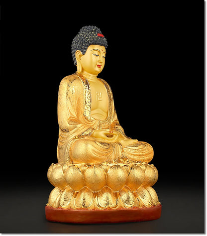 HOT SALE # GOOD figure of Buddha # Home family Bless Safe good luck Buddha -GOLD RULAI the Medicine Buddha Lotus statue