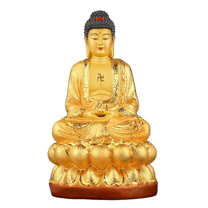 HOT SALE # GOOD figure of Buddha # Home family Bless Safe good luck Buddha -GOLD RULAI the Medicine Buddha Lotus statue