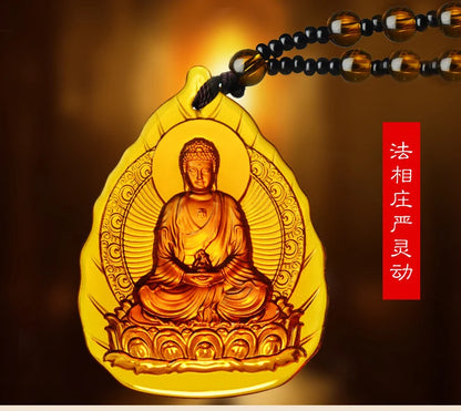 HOT SALE # Greco-Buddhist pocket travel efficacious bless Mascot Namo Amitabha Buddha HANDMADE Crystal Pendant Buddhist Amulet
