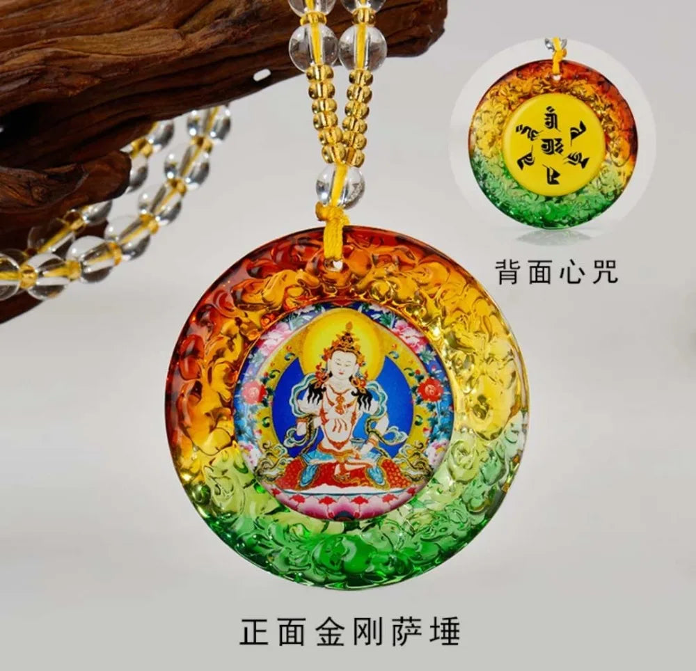 HOT SALE # Greco-Buddhist pocket travel efficacious bless Mascot Namo Vajrasattva  Buddha Crystal Pendant Buddhist Amulet