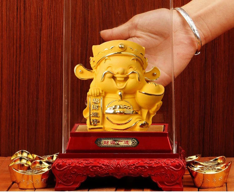 HOT SALE # HOME OFFICE company SHOP BEST GIFT Talisman Money Drawing GOOD LUCK gold gilding CAI SHEN God of wealth Ornament